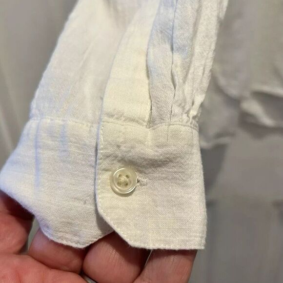 Loft The Softened Shirt‎ White Cotton Popover Women’s Large Coastal Lagenlook - Picture 4 of 7